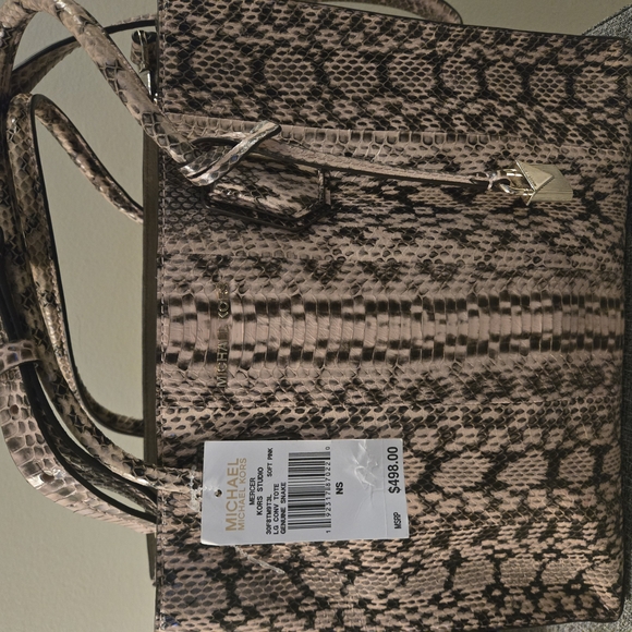 Rare Michael Kors Pink Snake Print Tote Bag - Picture 2 of 11